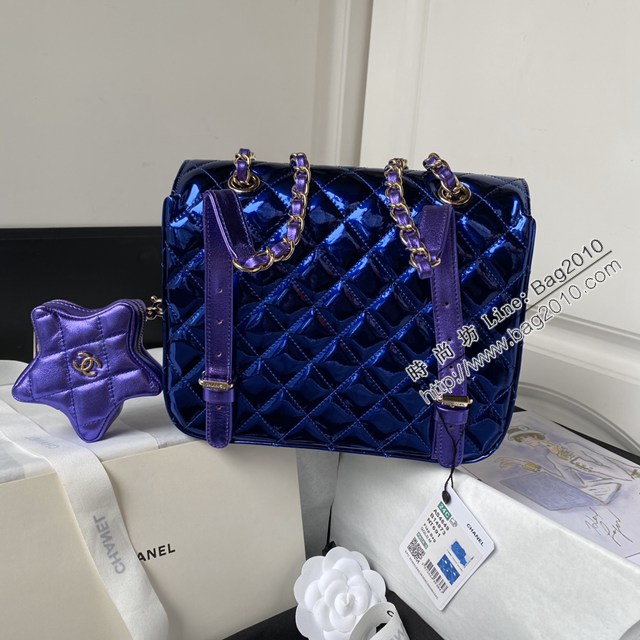 Chanel專櫃新款橫版造型鏈條女後背包 香奈兒24C五角星雙肩背包 AS4649 djc6232